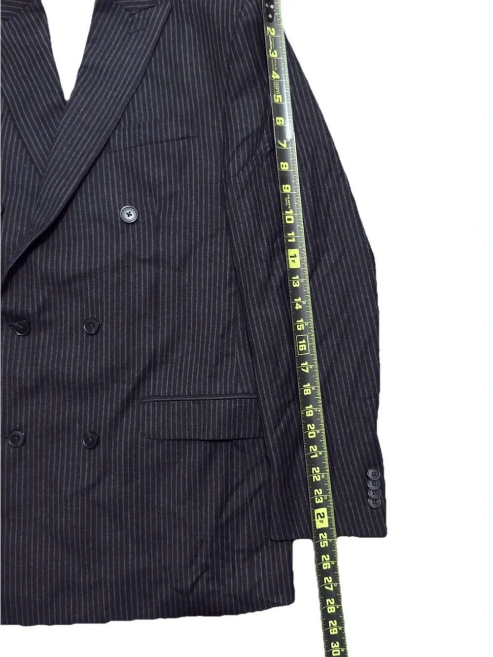 Paul Fredrick Pinstripe Suit 40L Gray Wool Tailored Fit 34 Dress Pants Cuffed